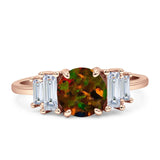 Round Graduating Baguette Cubic Zirconia Ring 925 Sterling Silver