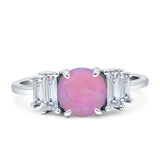 Round Graduating Baguette Cubic Zirconia Ring 925 Sterling Silver
