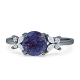 Art Deco Round Butterfly Ring Lab Alexandrite 925 Sterling Silver