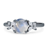 Art Deco Round Butterfly Ring Natural Moonstone 925 Sterling Silver