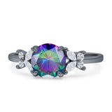 Art Deco Round Butterfly Ring Cubic Zirconia 925 Sterling Silver