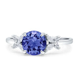 Art Deco Round Butterfly Ring Cubic Zirconia 925 Sterling Silver