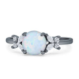 Art Deco Round Butterfly Ring Cubic Zirconia 925 Sterling Silver