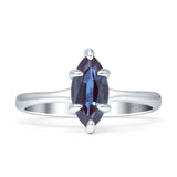 Marquise Solitaire Engagement Ring 6X12 Lab Alexandrite 925 Sterling Silver