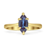 Marquise Solitaire Engagement Ring 5X10 Lab Alexandrite 925 Sterling Silver
