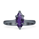Marquise Solitaire Engagement Ring 6X12 Natural Amethyst 925 Sterling Silver
