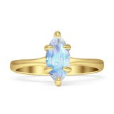 Marquise Solitaire Engagement Ring 7X14 Natural Moonstone 925 Sterling Silver
