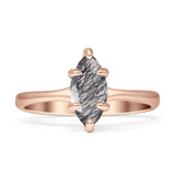 Marquise Solitaire Engagement Ring 5X10 Natural Rutilated Quartz 925 Sterling Silver