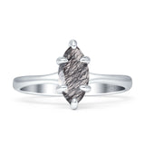 Marquise Solitaire Engagement Ring 5X10 Natural Rutilated Quartz 925 Sterling Silver