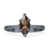 Marquise Solitaire Engagement Ring 5X10 Natural Chocolate Smoky Quartz 925 Sterling Silver