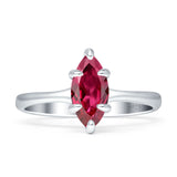 Marquise Solitaire Engagement Ring 6X12 Cubic Zirconia 925 Sterling Silver