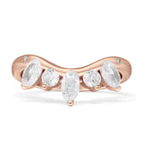 Chevron Ring Curve Crown Stacking Band Oval Cubic Zirconia 925 Sterling Silver
