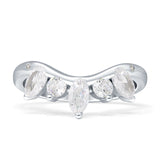 Chevron Ring Curve Crown Stacking Band Oval Cubic Zirconia 925 Sterling Silver