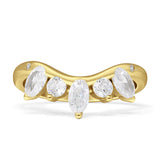 Chevron Ring Curve Crown Stacking Band Oval Cubic Zirconia 925 Sterling Silver