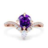 Round Cubic Zirconia V Midi Chevron Ring 925 Sterling Silver
