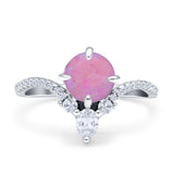 Round Cubic Zirconia V Midi Chevron Ring 925 Sterling Silver