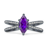 Marquise Split Shank X Ring Cubic Zirconia 925 Sterling Silver