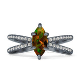 Marquise Split Shank X Ring Cubic Zirconia 925 Sterling Silver