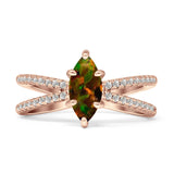 Marquise Split Shank X Ring Cubic Zirconia 925 Sterling Silver