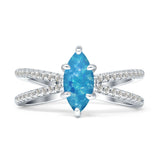 Marquise Split Shank X Ring Cubic Zirconia 925 Sterling Silver