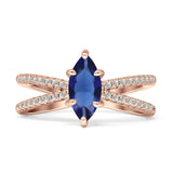 Marquise Split Shank X Ring Cubic Zirconia 925 Sterling Silver