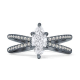 Marquise Split Shank X Ring Cubic Zirconia 925 Sterling Silver