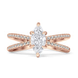 Marquise Split Shank X Ring Cubic Zirconia 925 Sterling Silver