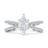 Marquise Split Shank X Ring Cubic Zirconia 925 Sterling Silver