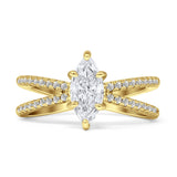 Marquise Split Shank X Ring Cubic Zirconia 925 Sterling Silver