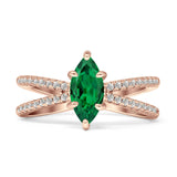 Marquise Split Shank X Ring Cubic Zirconia 925 Sterling Silver