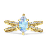 Marquise Split Shank X Ring
