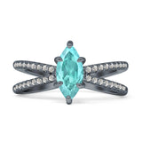 Marquise Split Shank X Ring Cubic Zirconia 925 Sterling Silver