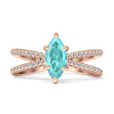 Marquise Split Shank X Ring Cubic Zirconia 925 Sterling Silver