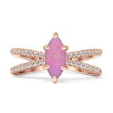 Marquise Split Shank X Ring Cubic Zirconia 925 Sterling Silver