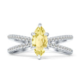 Marquise Split Shank X Ring Cubic Zirconia 925 Sterling Silver