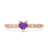 Heart Shaped Milgrain Marquise Vintage Style Promise Ring Cubic Zirconia 925 Sterling Silver