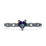 Heart Shaped Milgrain Marquise Vintage Style Promise Ring Cubic Zirconia 925 Sterling Silver