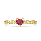 Heart Shaped Milgrain Marquise Vintage Style Promise Ring Cubic Zirconia 925 Sterling Silver
