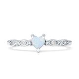 Heart Shaped Milgrain Marquise Vintage Style Promise Ring Cubic Zirconia 925 Sterling Silver