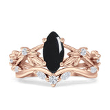 Marquise Split Shank Leaf Floral Ring
