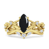 Marquise Split Shank Leaf Floral Ring