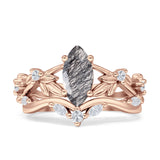 Marquise Split Shank Leaf Floral Ring