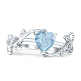 Heart Leaf Art Deco Promise Ring Cubic Zirconia 925 Sterling Silver