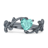 Heart Leaf Art Deco Promise Ring Cubic Zirconia 925 Sterling Silver