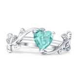 Heart Leaf Art Deco Promise Ring Cubic Zirconia 925 Sterling Silver