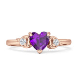 Three Stone Heart Promise Ring Cubic Zirconia 925 Sterling Silver