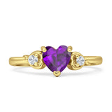 Three Stone Heart Promise Ring Cubic Zirconia 925 Sterling Silver