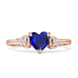 Three Stone Heart Promise Ring Cubic Zirconia 925 Sterling Silver