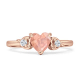 Three Stone Heart Promise Ring Cubic Zirconia 925 Sterling Silver