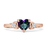 Three Stone Heart Promise Ring Cubic Zirconia 925 Sterling Silver